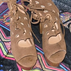 Brown Suede Lace-Up Women's Shoes